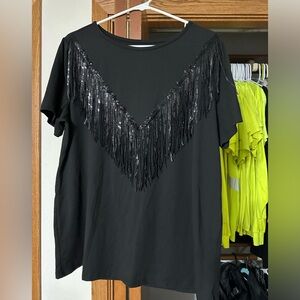 Black Fringe Sparkle Shirt